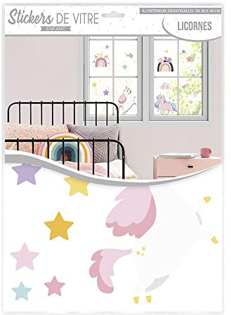 Adhesivo de cristal para habitación infantil modelo unicornios