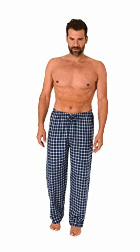Herren Flanell Schlafanzug Pyjama Hose lang in Karo Optik aus Baumwolle - 222 122 15 870, Farbe:Marine, Größe:54