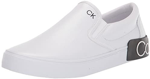 Calvin Klein Men's Ryor Sneaker, White Tumbled Leather 143, 6.5 UK
