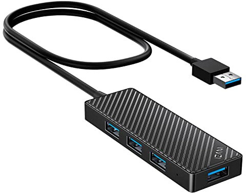 INVZI USB Hub 3.0 4-Port, Ultra Slim Data USB Splitter with 2ft Extended Cable Compatible for PC, MacBook, Mac Pro/Mini, iMac, Laptop, Surface Pro, PS4, XPS, Flash Drive, Xbox One, Mobile HDD