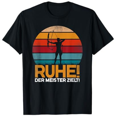 Bogenschiessen Bogensport Zubehr Pfeil und Bogen T-Shirt fr Bogensportler, Schwarz, Klein, Unisex, Kurzarm, Vintage, Vatertag