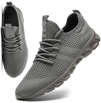 MGNLRTI Herren Schuhe Sneaker Laufschuhe Sommerschuhe Sportschuhe Straßenlaufschuhe Turnschuhe Fitnessschuhe Joggingschuhe Workout Freizeitschuhe Männer Running Shoes Gym Grau EU45
