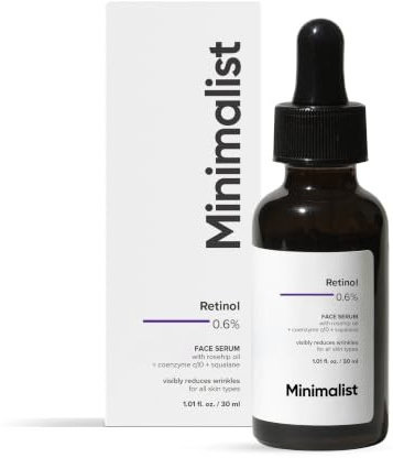 Minimalist Retinol 0.6% Mid-Strength Anti Aging Face Serum For Men & Women | Reduces Fine Lines & Wrinkles | Medium Strength Retinol Formula