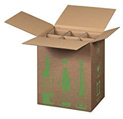 karton-billiger | Scatola di spedizione per bottiglie di vino, certificato PTZ, DPD, Hermes, 2 misure | 6-12 bottiglie (5 pezzi, 6 bottiglie)