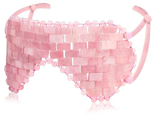 gemshan Masque de sommeil en cristal naturel pour les yeux en jade rose, élimine les rides, les gonflements, les maux de tête et les migraines (#2-quartz rose)