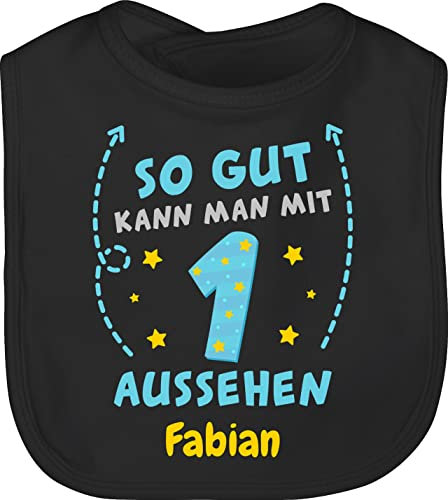 Baby Lätzchen - 1. Geburtstag - So gut kann man mit 1 aussehen - Unisize - Schwarz - lätze erster junge name babylatz one kinderlatz erste jahr schlabberlatz first birthday latz ich bin schon eins