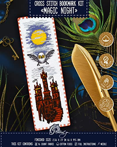 Povitrulya Counted Cross Stitch Kit Magic Night - DIY Bookmark Set for Hand Embroidery