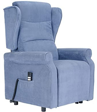 POLTRONE ITALIA Bob 2 Motoren fernsehsessel mit aufstehhilfe Medizinisches Gerät Trolley-Räder Mikrofedersitz seniorensessel mit aufstehhilfe elektrisch relaxsessel elektrisch Blau