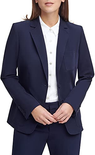 Tommy Hilfiger Damen Business Jacket with Flattering Fit and Single-Button Closure Blazer, Mitternacht/Ausflug, einfarbig (Midnight//Getaway Solids), 38
