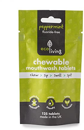 Chewable Mouthwash Tablets 125 Tablet Pouch Options: Fluoride-Free, Size: 125 Tablets
