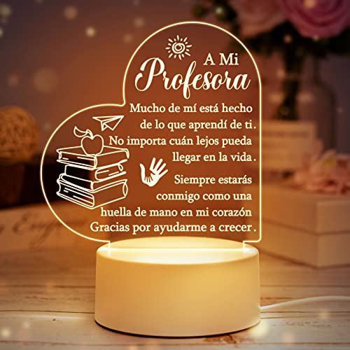 Vetbuosa Luz Nocturna Acrílica - Regalo Profesora Infantil en Día del Profesor y Cumpleaños