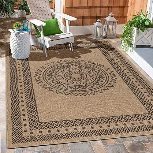 Carpetsale24 Outdoor Teppich 160x230 cm – Großer Wohnzimmer Teppich in Jute-Optik – Wetterfest, Pflegeleicht & Vielseitig – Für Garten, Terrasse & mehr