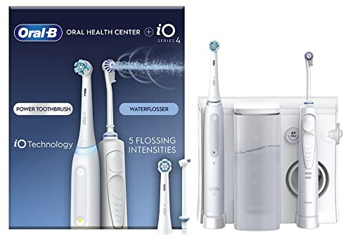 Oral-B Oral Health Center Irrigator: Wasserflosser, 1 Oxyjet Düse, 1 Wasserstrahldüse, 1 iO4 elektrische Zahnbürste, 2 Zahnbürstenköpfe