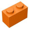 Classic Building Brick 1x2, 100 Piece Bulk Brick Block, Compatible with Lego Parts and Pieces 3004(Colour:Orange)