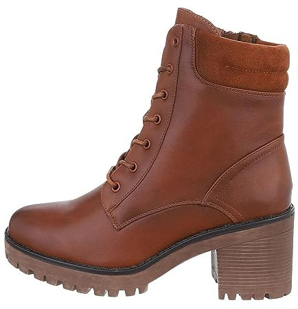 Ital Design Damenschuhe Stiefeletten High-Heel Stiefeletten, DES623P-, Kunstleder, Camel, Gr. 38