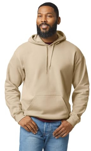 Gildan Unisex Adult Softstyle Fleece Midweight Hoodie (L) (Sand)