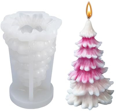 Vordpe Kerzenform Silikon Weihnachtsbaum Kerzenformen zum, Kerze Machen, für Harz Form, Silikonformen Gießformen, Aroma Kerzenform zum DIY, Weihnachten Deko (E)