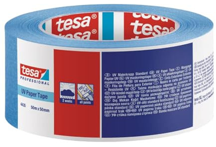 Dpm tapes Tesa 4435 - Ruban de masquage de précision, peinture, carrosserie, ruban papier facile à appliquer, intérieur et extérieur, sans résidu - bleu (50 mm x 50 m)
