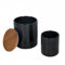 HASAYAKI Pots de conservation, lot de 2 boîtes empilables en céramique 650/1100 ml pour café, thé, sucre, farine de céréales et épices avec couvercles hermétiques en bambou, 1C2023CW_Noir