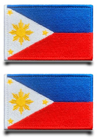 2 Stück Philippinen Flagge-Patch Stickerei Taktische Militär Aufnäher Mit Nylon Airsoft Patch Für Jacke Stickereibänder Rucksäcke Taktische Kleidung Taschen Abzeichen
