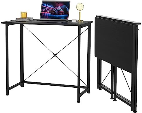 Utlenianie Schreibtisch Klappbar, Faltbar Klein Schreibtisch Platzsparend, Computertisch Klappbar, Klappschreibtisch für Büro, Wohnzimmer, Homeoffice, Camping, 80X45X75cm(schwarz)