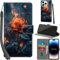 PHINIENLAND iPhone 14 Pro Case - Premium PU Leather Flip Wallet Cover with Card Slots, Kickstand, Magnetic Closure - Flame (Red/Orange)