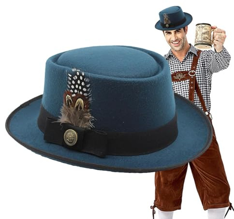Tewzafiya Oktoberfest Bayerian Disfraz Sombrero de Melón Negro | Sombreros