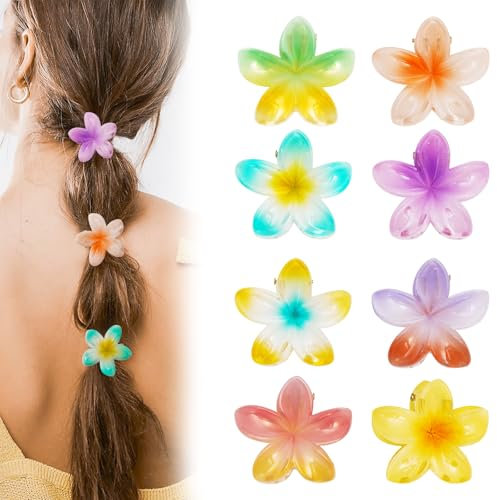 Wappltt Pinzas Pelo Flor Hawaianas 8 Clips de Garras de Flores Mini Pinzas para el Pelo de Flores Pinzas para Cabello Forma de Flor Hawaiano para Mujeres y Niñas, 4cm