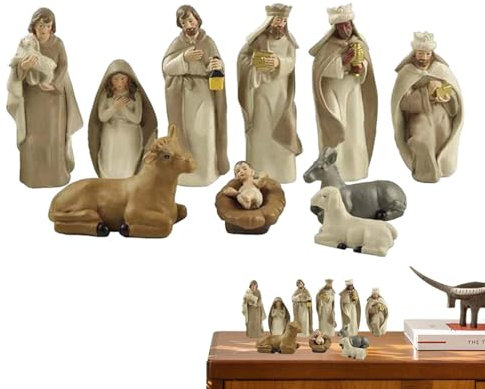 BommFu Krippen-Tischdekoration | Krippenfiguren Orientalisch | Miniatur-Jesus-Geburtsset - Weihnachten Tisch Dekoration Krippe Zubehör