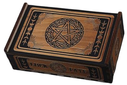Zdprkqzvz Aufbewahrungsbox für Tarotkarten aus Holz, tragbare Tarotkarten-Box, Astrologie, Wahrsagung, Aufbewahrungsbox, Push-Pull-Karten-Behälter