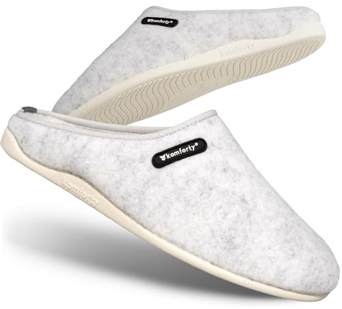 Komforty Hausschuhe Damen Herren - Rutschfeste Hausschuhe für drinnen & draußen - Warme Pantoffeln (Weiss, EU Schuhgrößensystem, Erwachsene, Numerisch, M, 42)