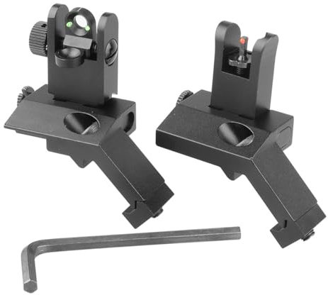 HOUSON 45 Grad Versatz Flip Up Visiere, Tactical AR15 Backup Iron Sight 45 Degree Rapid Transition BUIS Backup Iron Sight Backup-Visierset für 21mm Picatinny R123