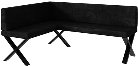 MEBLINI Eckbank für Esszimmer - Küchenbank - Essecke - Sitzecke Küche - Peter - X-Beine 128x168x87cm Links - Graphit Samt
