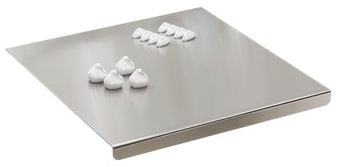 Tabla de cortar de acero inoxidable, tabla de cortar de acero inoxidable, 30 x 40 cm, antideslizante, con borde, tabla de cortar de cocina, tabla de cortar de acero inoxidable, para amasar, para carne