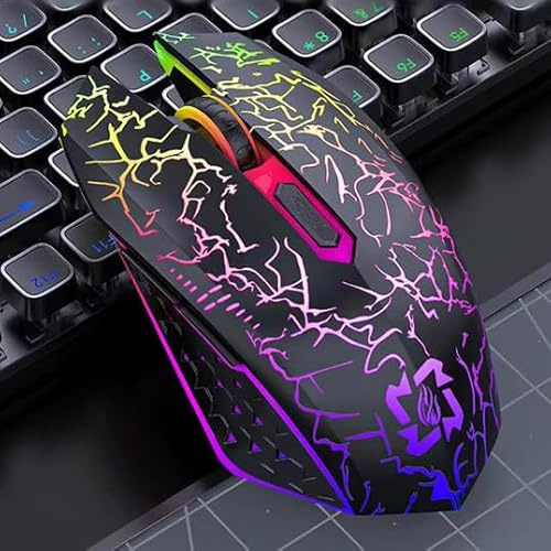 JUSTOP X18 Wireless Gaming Mouse, USB-C Rechargeable, 1600DPI Optical Sensor, Rainbow RGB LED Lights, 6 Buttons, Silent Keys, For Mac/PC/Laptop
