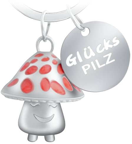 LongZYU Glückspilz Schlüsselanhänger Glücksbringer Auto Glück Pilz Schlüsselanhänger aus Metall Niedlicher Glücksbringer Anhänger Lucky Viel Glück Geschenk für Freundin Partner - Viel Erfolg