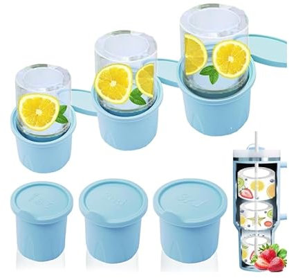 Stanley Cup Ice Cube Tray Accessories, Silicone Ice Cube Tray with Lid and Container, Ice Cube Tray for 30 oz - 44 oz Cups Cocktails, Whisky, Coffee, Ice Drink, Juice, Ice Cube Tray for Stanley Cup