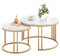 Xisilla Lot de 2 tables basses légères rondes - Design moderne - Table basse blanche pour le salon, le salon - Doré