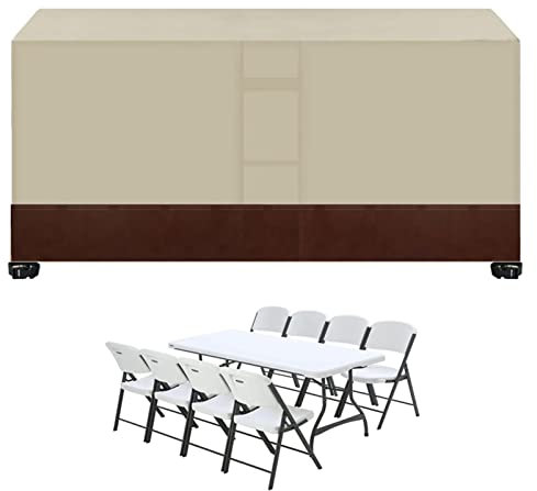 Wasserdichte Terrassenmöbel Schonbezug 315 x 160 x 74 cm Winddicht Anti-UV Staubdichte Tisch und Stuhlhusse für Gartenstuhl Beige Braun Farbe