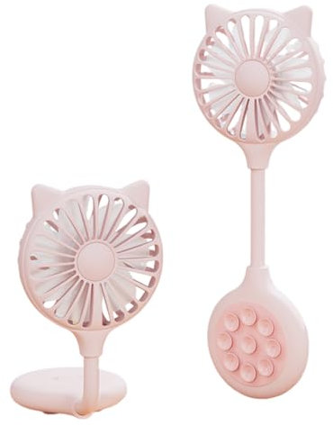 NHQZ De'Long Mini Ventilatore Portatile con ventosa Potente Ventilatore USB Ricaricabile 3 Velocità Piccola Mano Ventilatore per Viaggi Trucco ciglia Fan Rosa