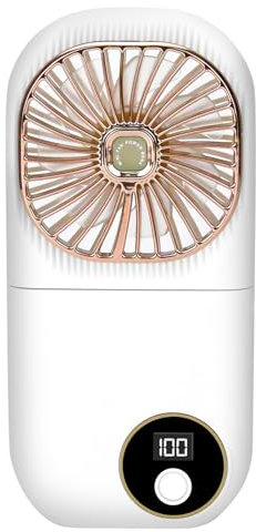 wokdsbl Hand Fans Rechargeable Fan Portable, White Mini Handheld Fan Folding with 3000mAh Battery, 3 Speeds, Neck Strap, Phone Stand & Power Bank, USB Travel Fans for Indoor Outdoor Travel Office