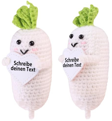 loongway Individuelle Kuscheliger Weißer-Rettich-Häkelbegleiter – Handmade Puppe aus Wolle als Niedliches Geschenk