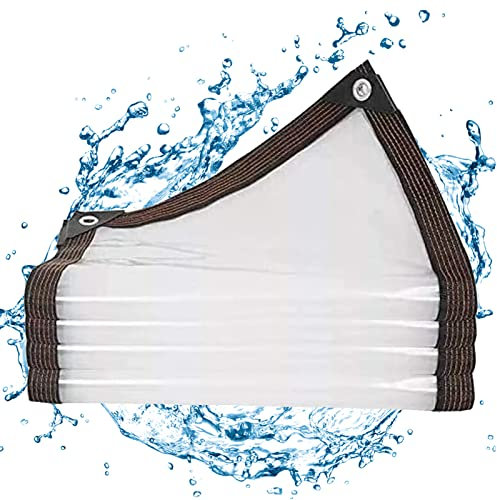 Bâche transparente imperméable de 6 x 6 m, auvent d'extérieur durable, housse résistante à la poussière pour la maison, le jardin, la serre, les plantes – Bâche transparente robuste avec œillets