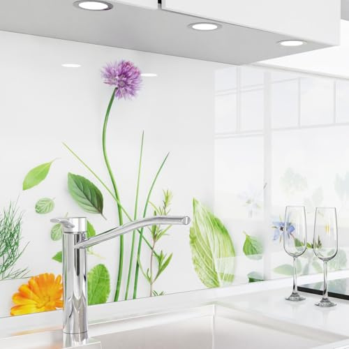 danario Küchenrückwand selbstklebend, Glasoptik 0,8 mm - Spritzschutz Küche | Die smarte Alternative zu Glas. Nur bei uns: Ablösbar & mieterfreundlich. Überbrückt Fliesen