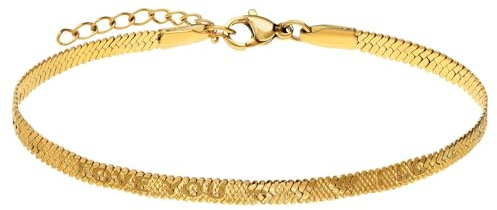 Lucardi - Damen Goldplattierter Stahlarmreif mit Herzen - Armband - Stahl - Gelbgold legiert - 19 cm - Nickelfrei