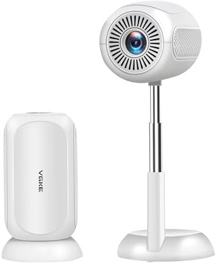 VGKE Mini Projector Portable 4K Support, Autofocus/Keystone Correction 15000 Lumens Projector Full HD with 90° Rotatable Stand, WiFi6 Bluetooth Smart Projectors for Home/Outdoor/Phone, White