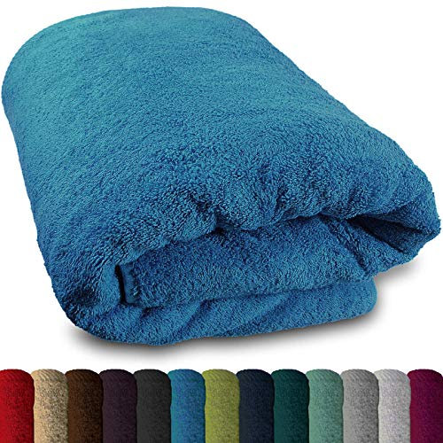 Lanudo® XXL Sauna-Handtuch 600g/m² Pure Luxus Line mit Bordüre.100% feinste Baumwolle, 80x200 cm (Türkis)
