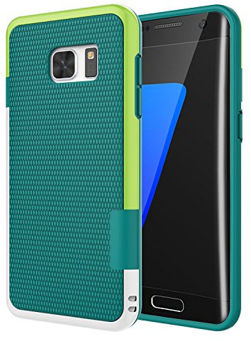 Jeylly Funda para Samsung Galaxy S7 Edge G935F, ultradelgada, a prueba de golpes, híbrida, de TPU suave y policarbonato duro, antideslizante, color verde