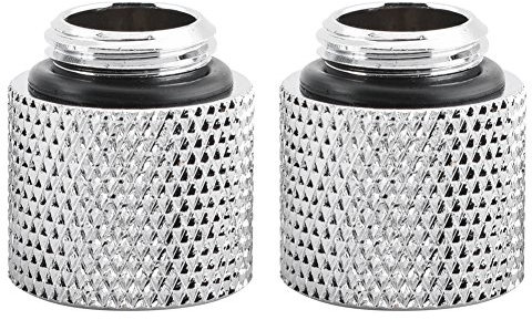 Richer-R 2 pcs Wasserkühlung G1 / 4 Schrauben, Kupfer Gewinde G1 / 4 Männlich zu Weiblich Extender Fitting Adapter Schraubensitz 2 Stücke Set,für Computer Wasserkühlung silberig(15mm)
