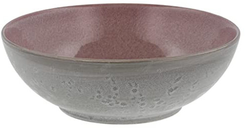 BITZ Salatschüssel, Schüssel/Schale aus Steinzeug, spülmaschinenfest, 30 cm im Durchmesser, grau/hellrot